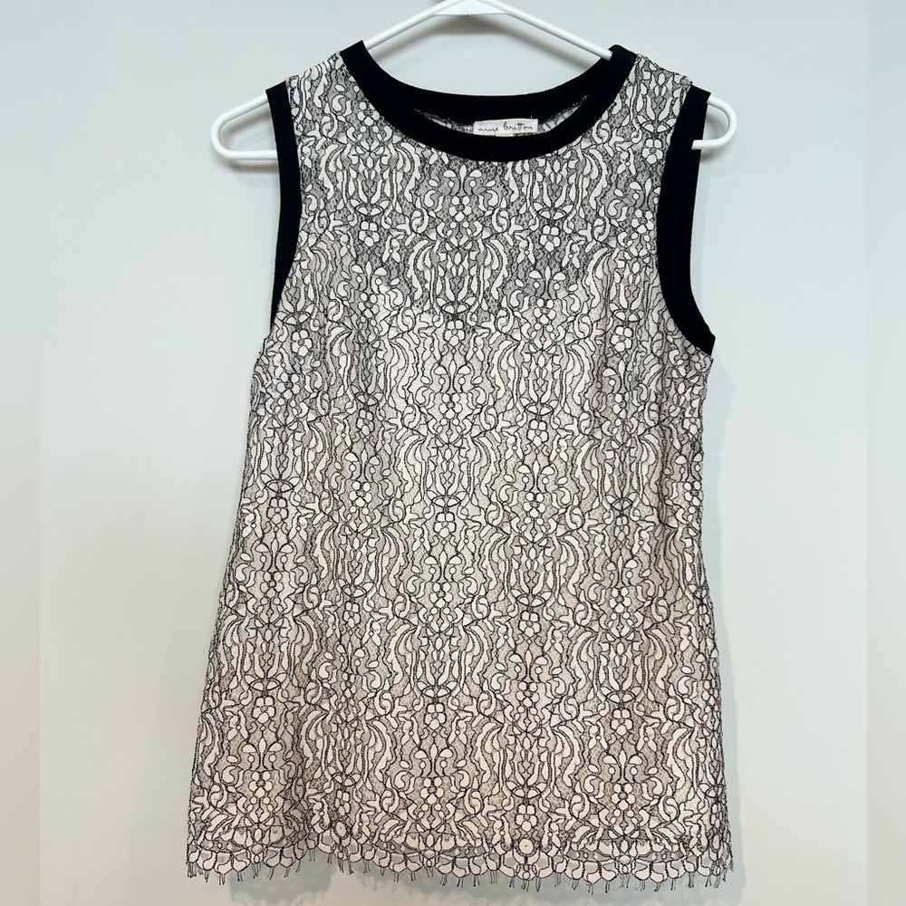 Nine Britton Black and White Lace Top